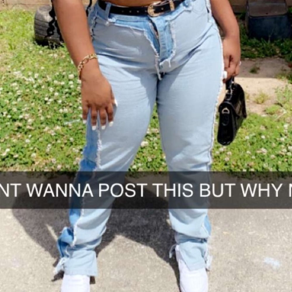 Light ripped stacked jeans